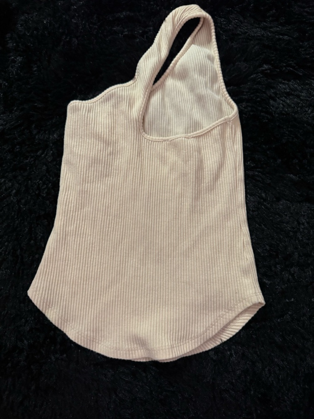 One-Shoulder Ribbed Tank in Cream - Picture 2 of 3